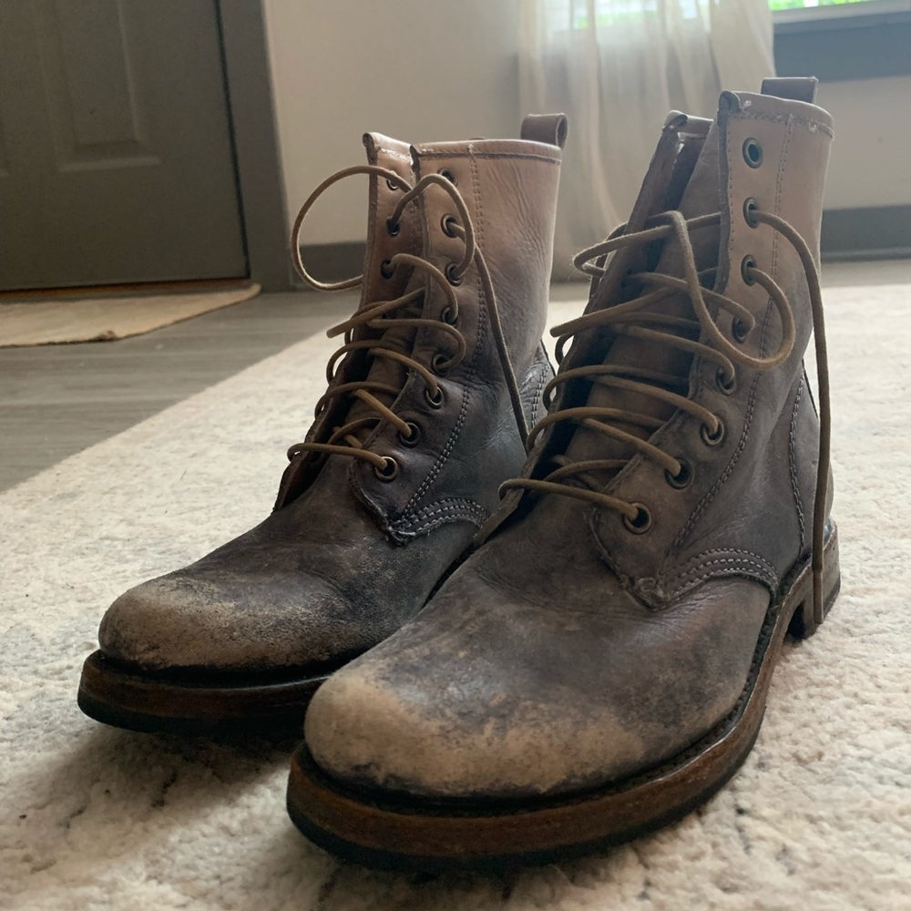 Distressed Ombré Frye Combat Boot Size 7